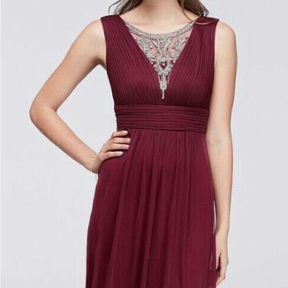 NWOT Melrose Bridal Burgundy Wine Sleeveless Empire Waist Bridesmaid Dress
